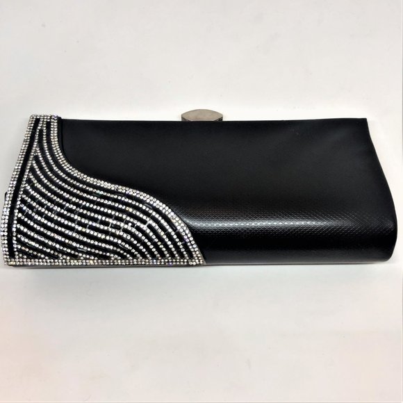 Glam Girl Fashion Handbags - NWT Black/Rhinestone Clutch/Shoulder Cocktail Bag